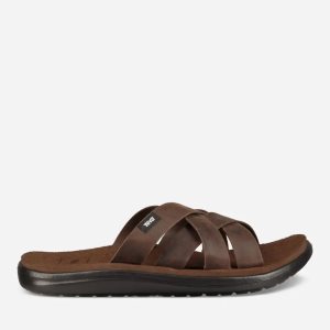 Teva Voya Slide Leather Σανδαλια Ανδρικα - βαθυ καφε